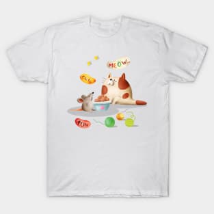 Cat sharing foods with mouse T-Shirt